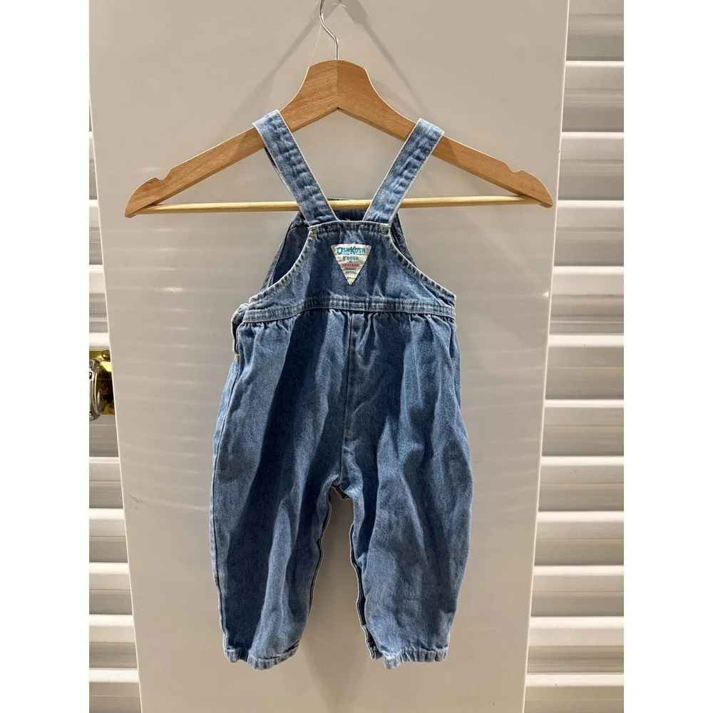 Vintage OshKosh Bgosh Kids Denim Overalls Medium‎ Wash Made in USA Size 18M
